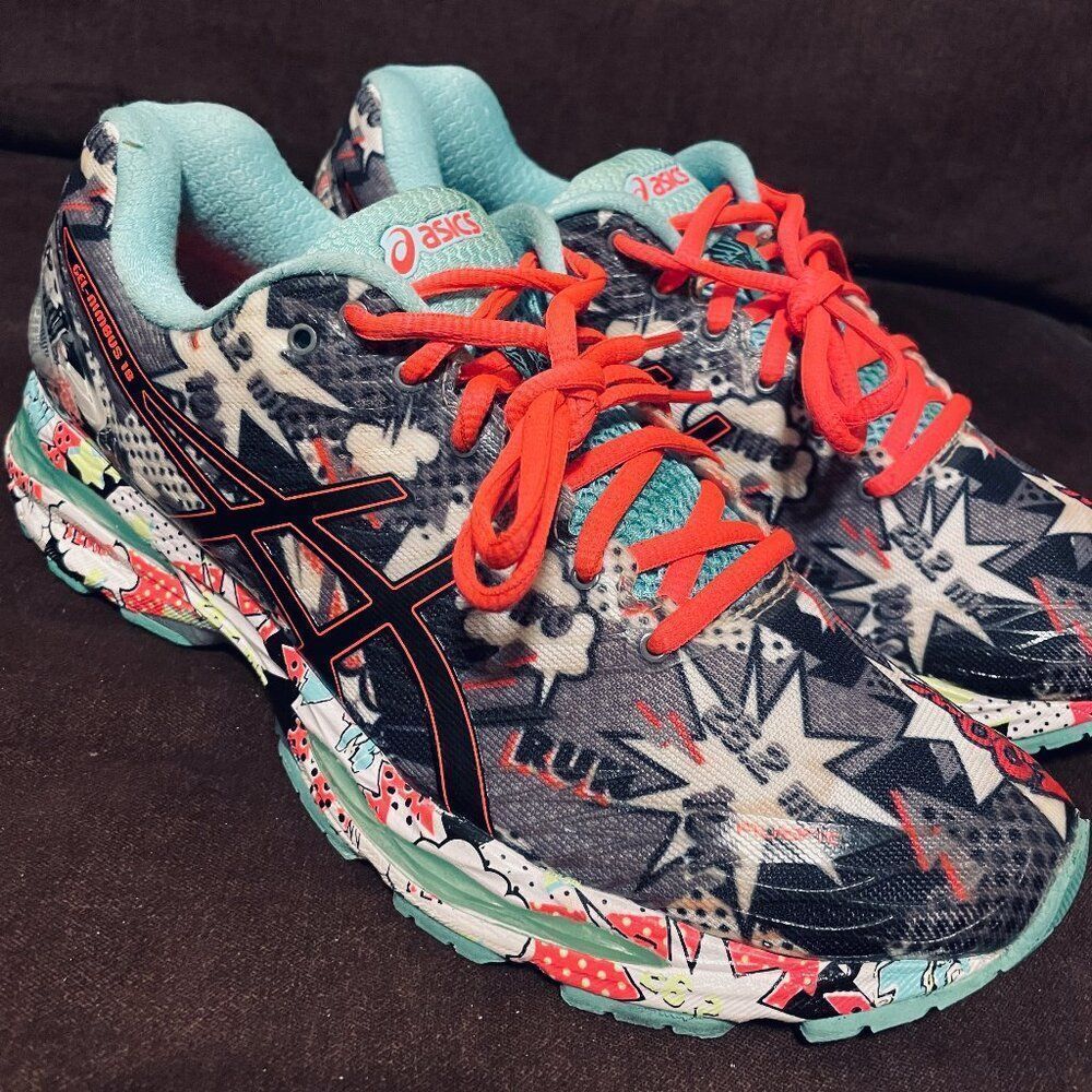 Excellent ASICS GEL NIMBUS 18 Cartoon Comic limited edition 8.5 US 40 EUR